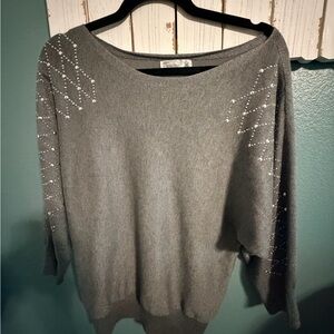 89th & Madison Gray Sweater with silver Accents
